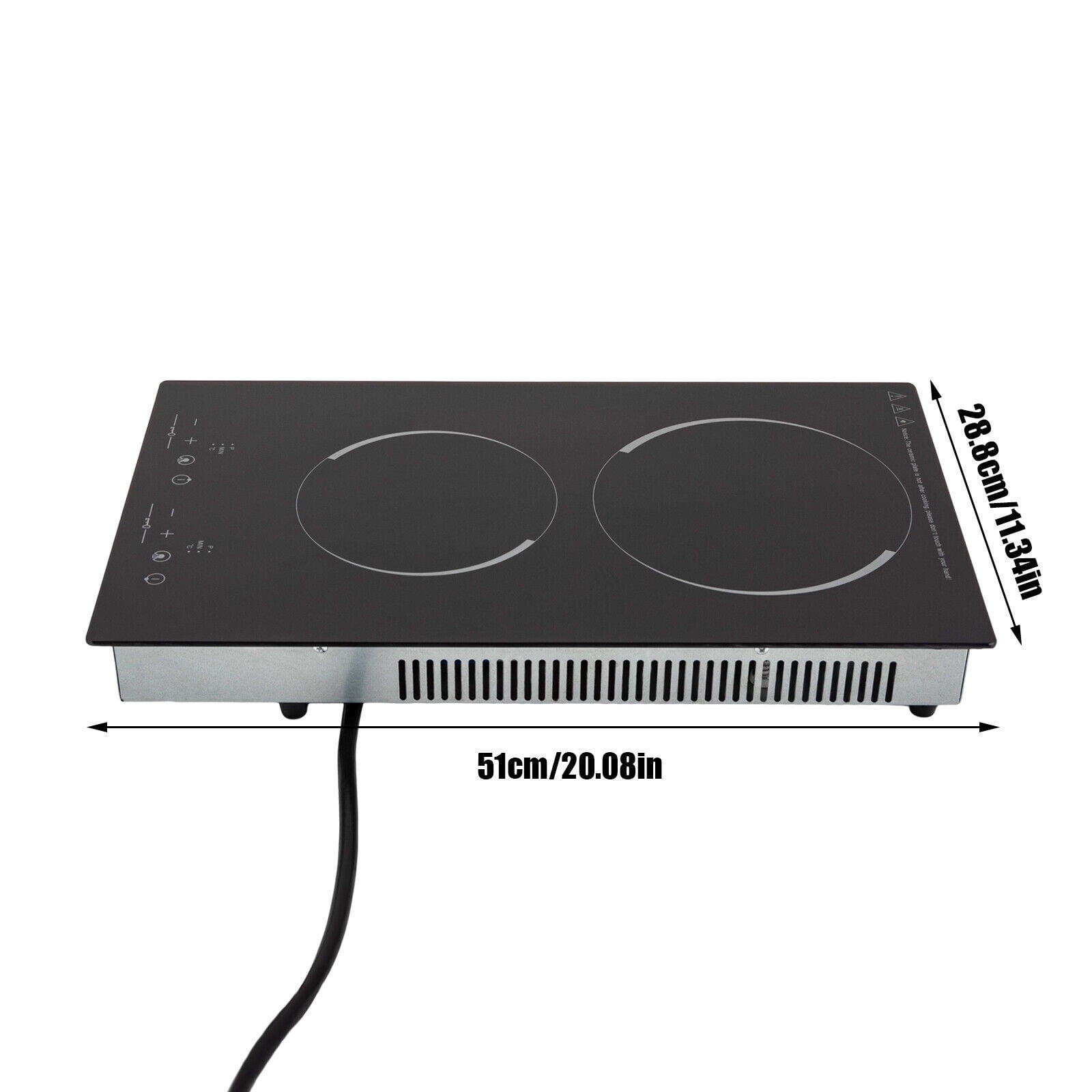 2 Burners Modern Electric Cooking Stove Ceramic Cooktop Touch Control 1500W 140-482°F Black 20.08*11.34in