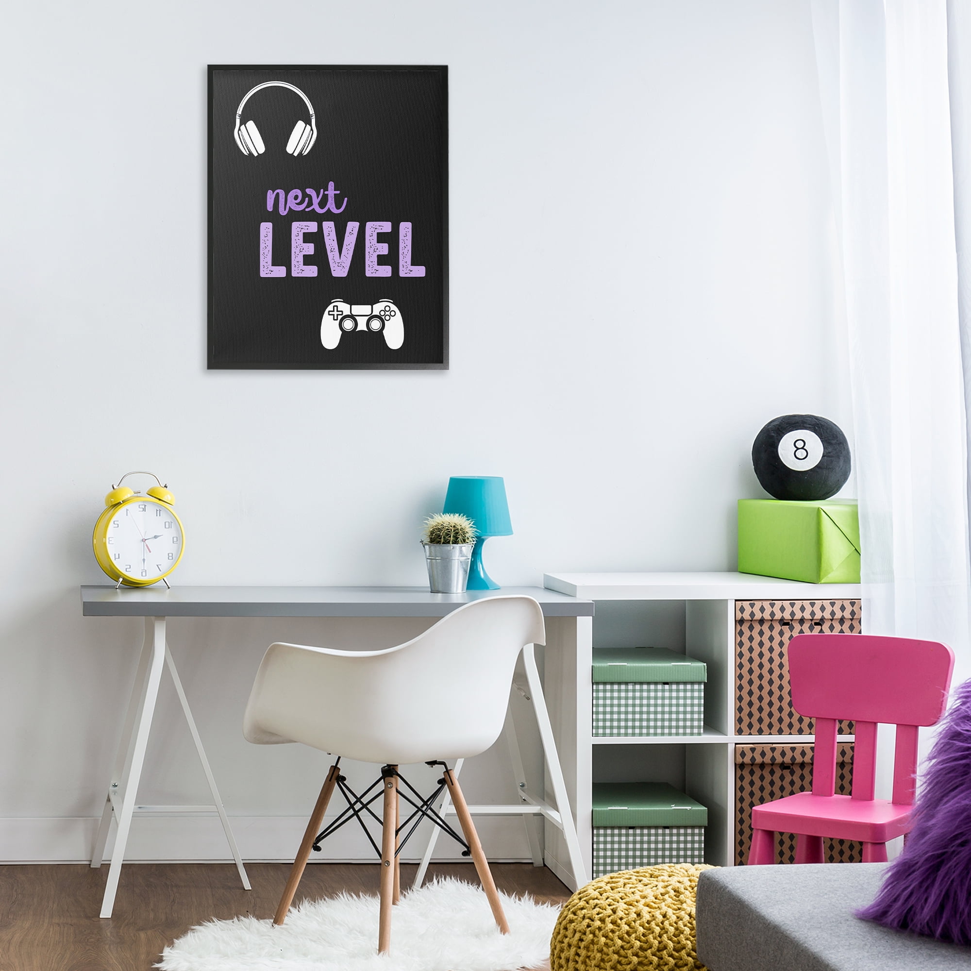 Next Level Headset & Controller Black Framed Giclee Art, design by Christine Simpson Art