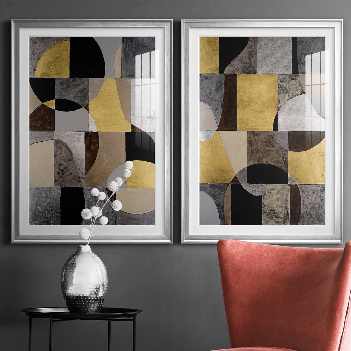 Wexford Home Neutral Framework I Premium Framed Print, 26.5" x 36.5" - Ready to Hang, Silver (Set of 2)