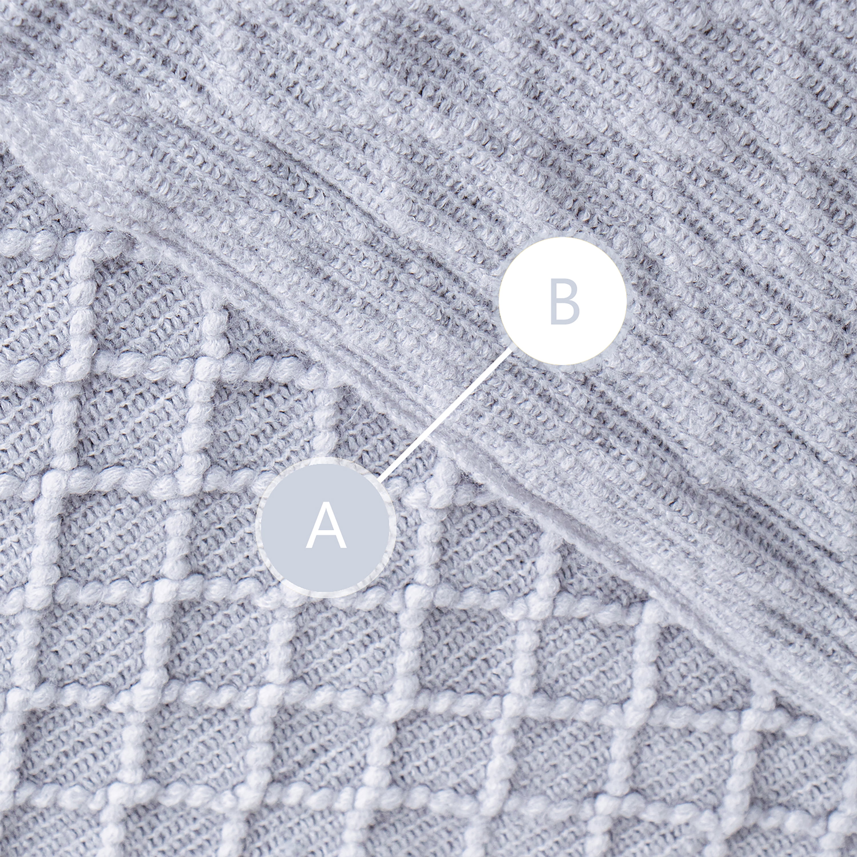 Ntbay Acrylic Knitted Throw Blanket with 7" Tassels, Lightweight and Soft Cozy Decorative Woven Blanket for Travel, Couch, Bed, Sofa, 51" x 67", Light Gray Checkered