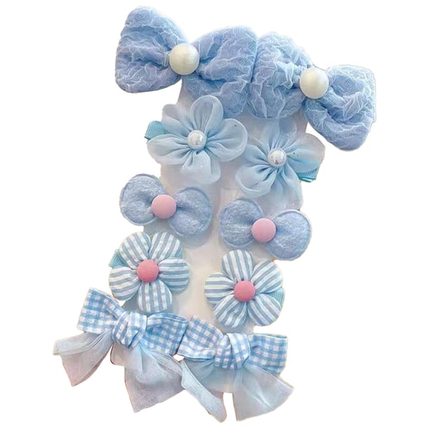 Laklulu 10 piezas de pinzas para el cabello para niñas, lazos, lindas pinzas de cocodrilo antideslizantes, pasadores completamente forrados, accesorios florales para el cabello