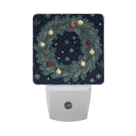 Christmas Wreath Snowflakes LED Night Light with Smart Sensor Plug Into Wall Dusk to Dawn 2 packs