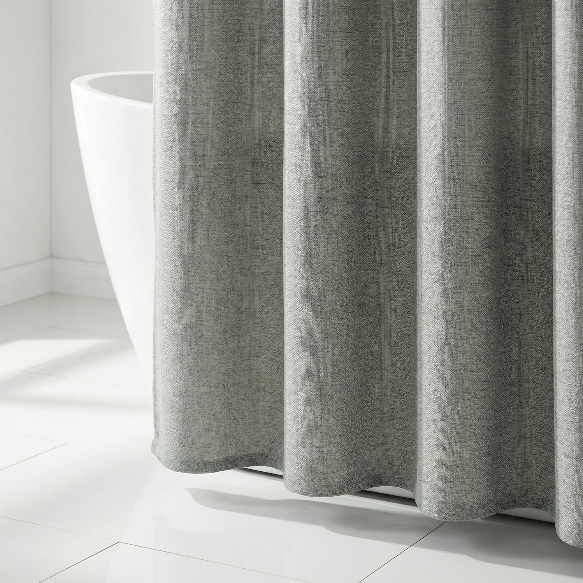 Unique Bargains Solid Color Linen-Like Shower Curtain Machine Washable Green 71"W x 71"L