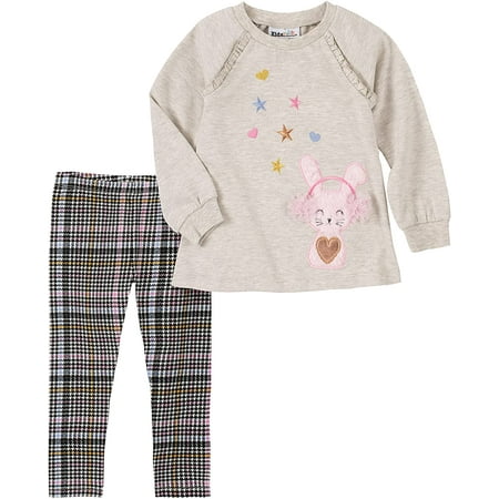Kids Headquarters baby-girls 2 Pieces Leggings Set 24 Months Oatmeal/Black Pink Plaid