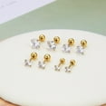 thumbnail image 2 of 4 Pairs Screw Back Star Heart Square Round CZ Stud Earrings Set, 18K Gold Plated Surgical Stainless Cartilage Helix Stud Earrings 3-6mm, 2 of 6