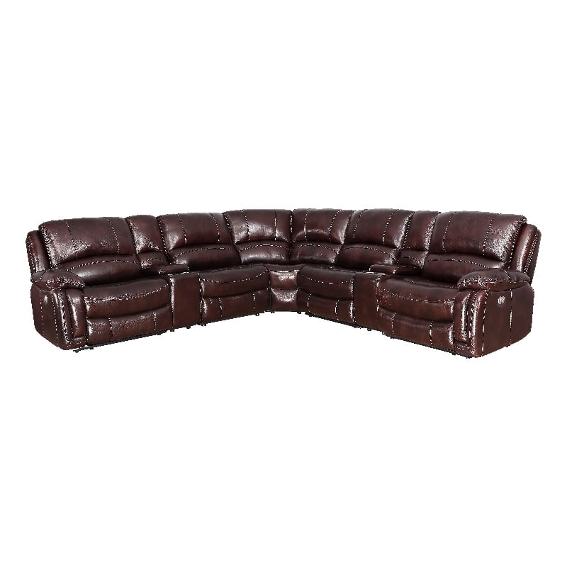Denver Brown Leather 7Piece Power Reclining Sectional