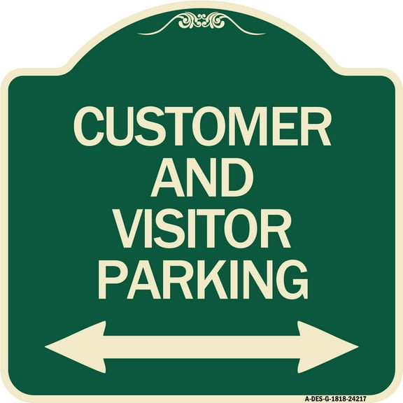 SignMission Designer Series Sign - Customer and Visitor Parking (Bidirectional Arrow) | Green & Tan 18" X 18" Heavy-Gauge Aluminum Architectural Sign | Made in the USA