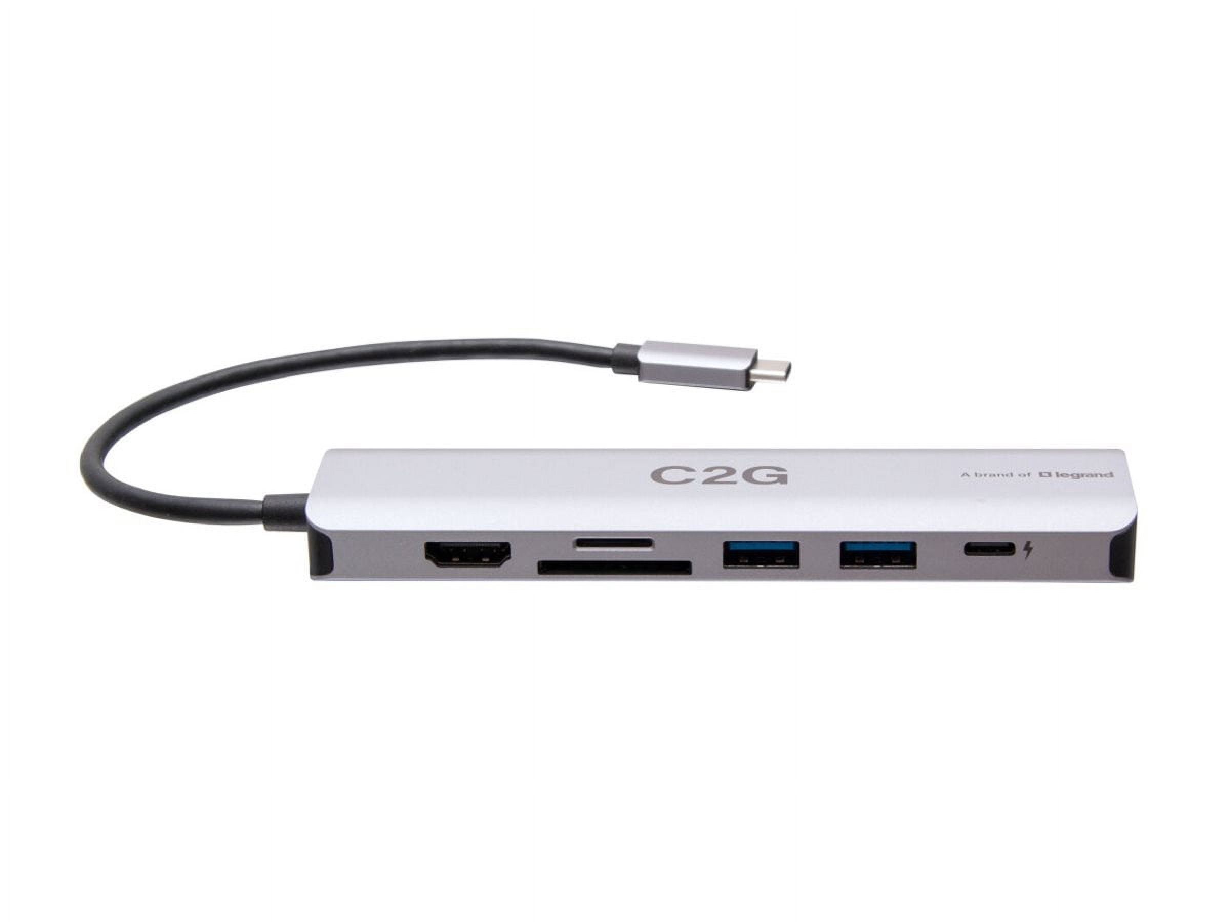C2G USB-C to HDMI, USB-A, SD Card Reader, Ethernet, and USB-C Mini Docking Station, 4K 60Hz, Gray
