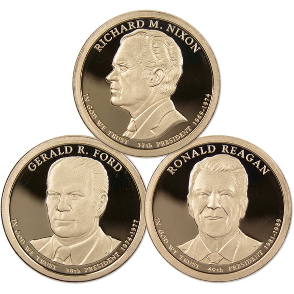 2016 S Presidential Dollar 3 Coin Set Choice Proof $1 US Collectible