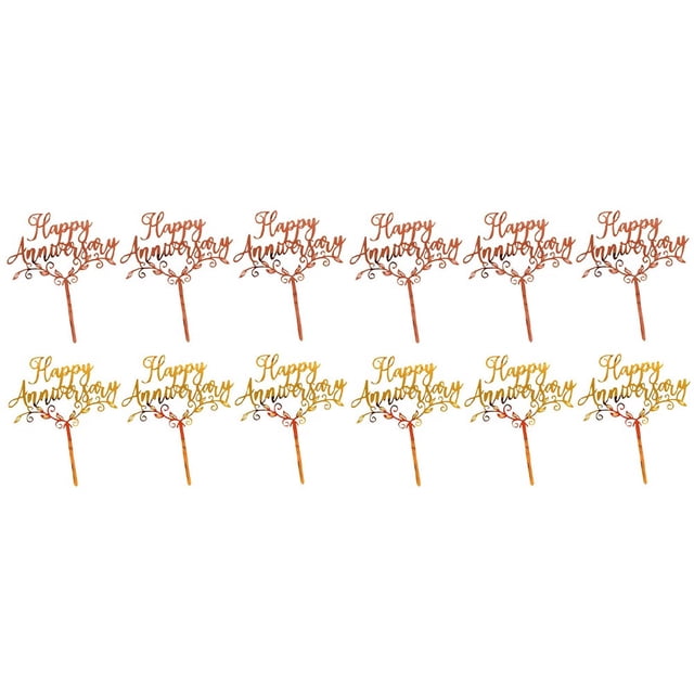 12 unids Acrílico Tapas Toppers Pastel Decorativo Inserciones Fiesta de boda Decoración de pasteles