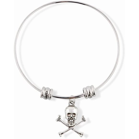 Skull and Bones Fancy Charm Bangle (alloy, ConsumerAudience)