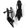 thumbnail image 5 of RONILURN Women's Kitten Heels Slingback Low Heel Bow Dress Shoes Closed Toe Pumps Pointed Toe Shoes for Bridal Wedding Party, 5 of 9