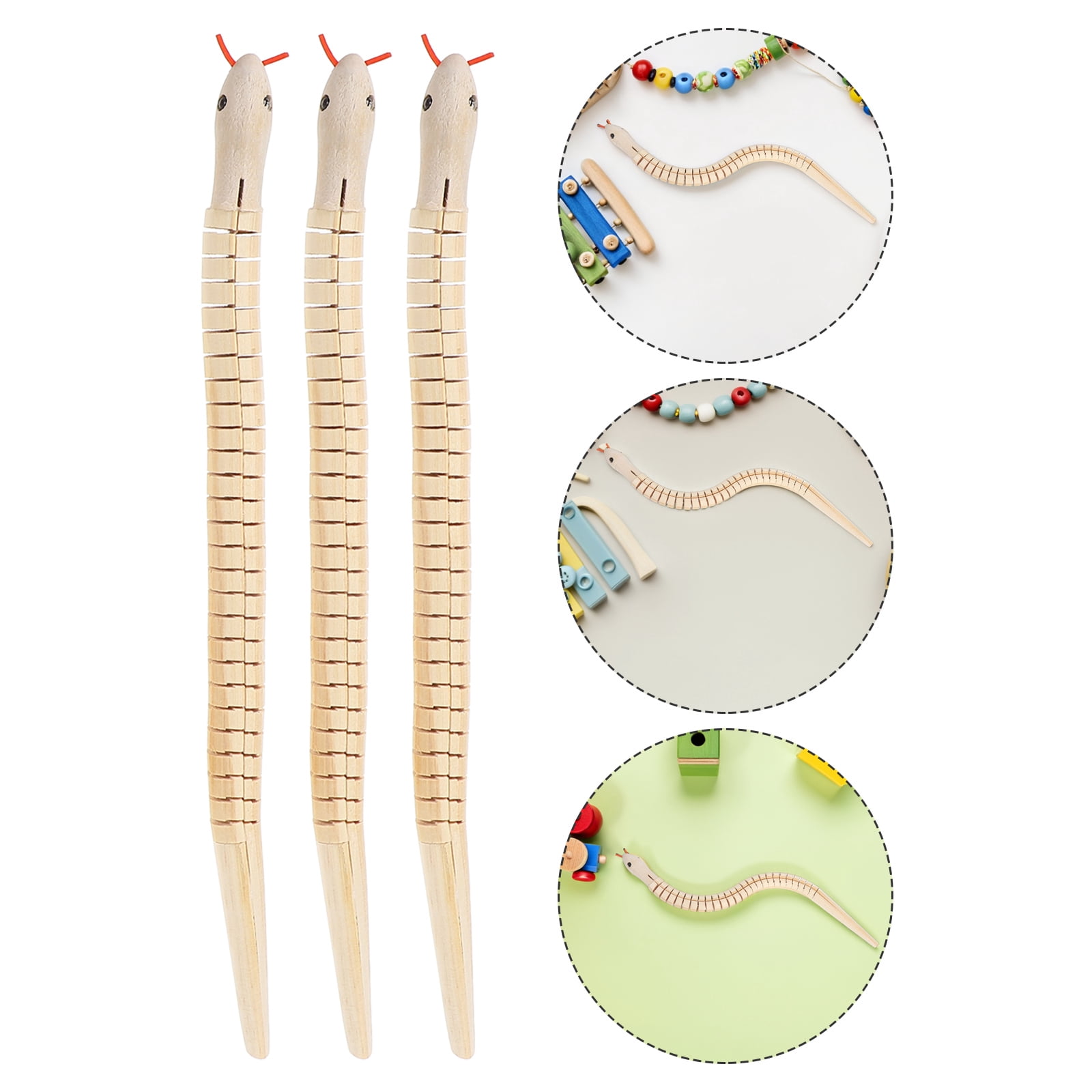 Jouet Serpent Réaliste Fabriqué à Partir de Matériaux Synthétiques Durables pour Enfants Beige 6 Pcs