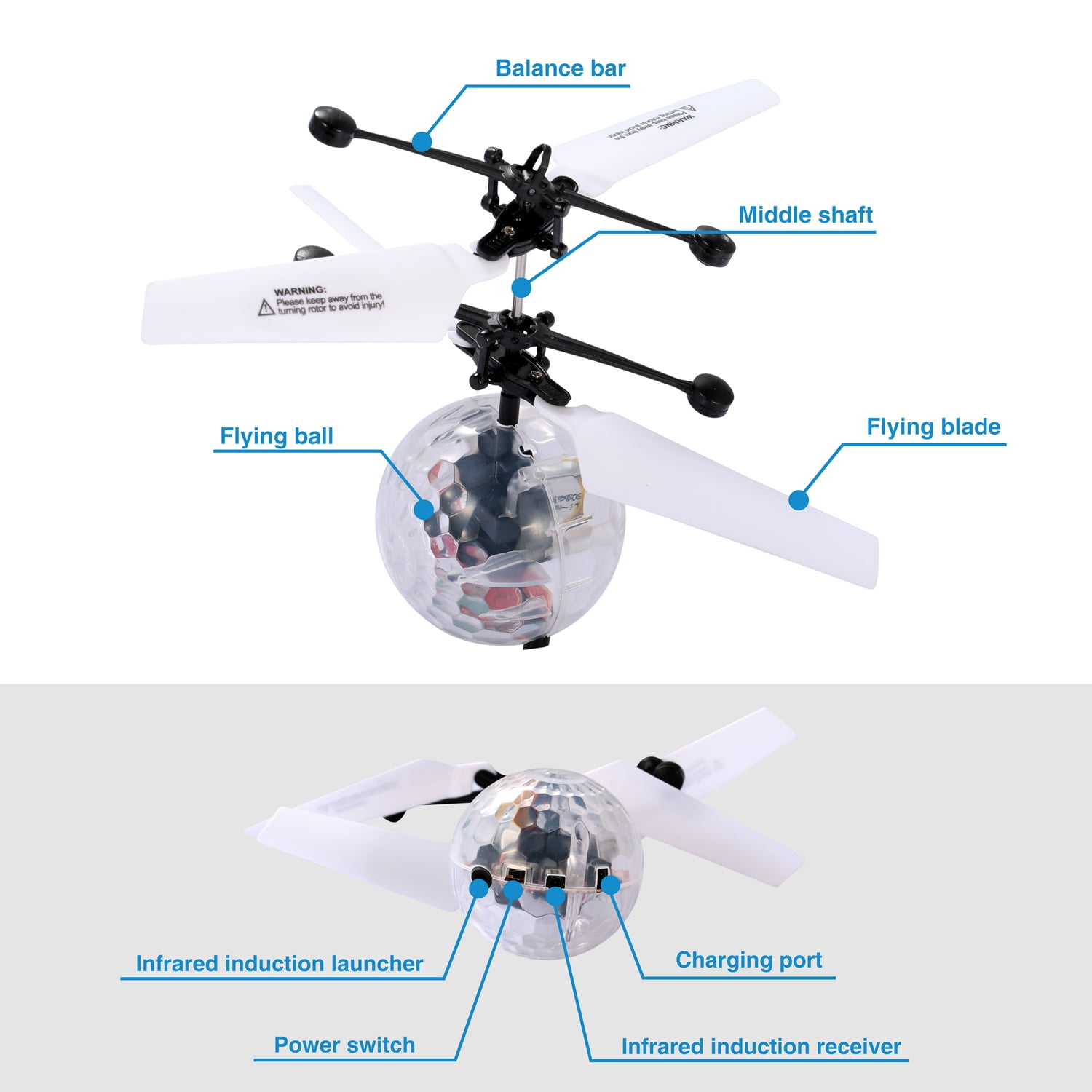 iMountek Flying Ball Toys Rechargeable Light up Ball Drone