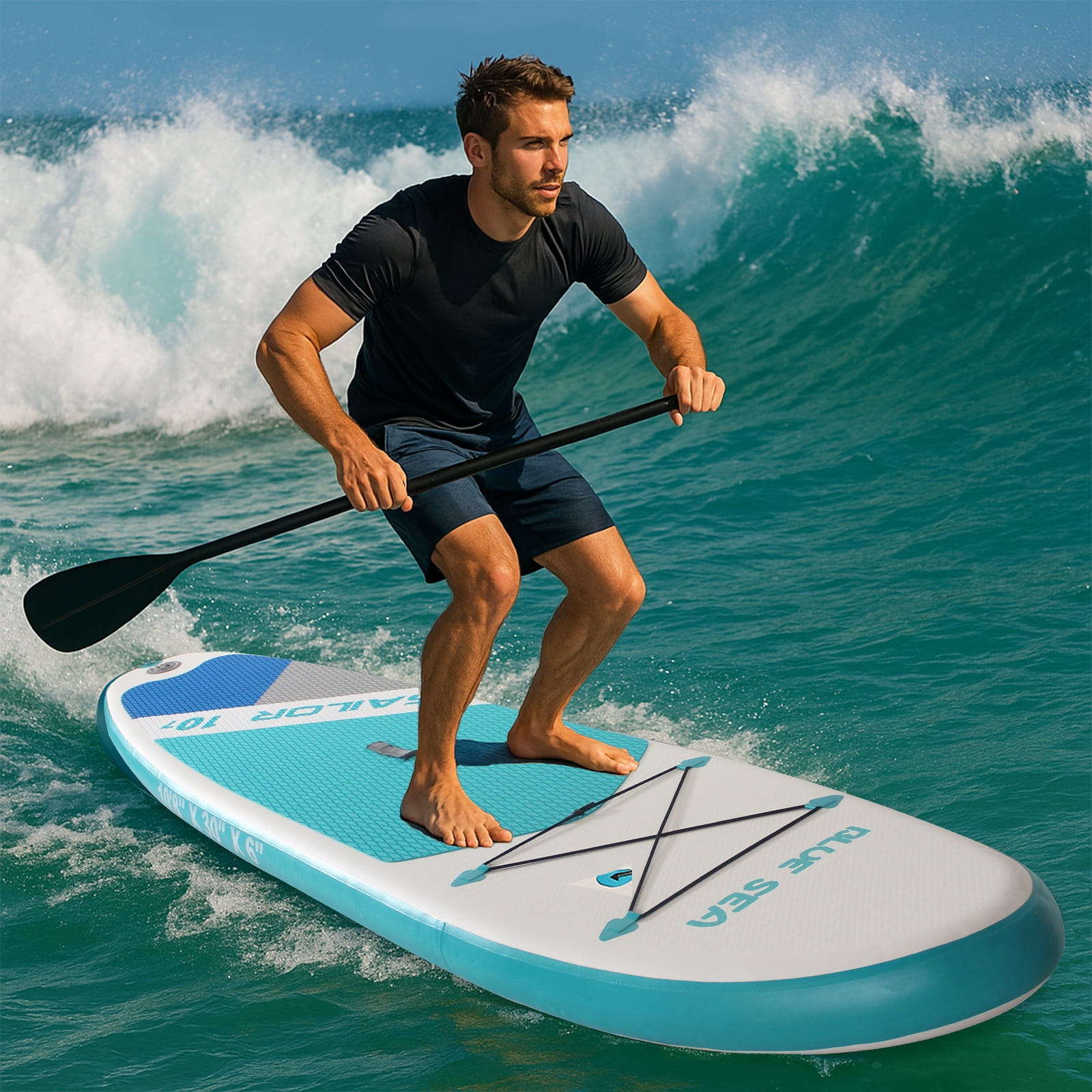 OZVMZQ 10'8'' Inflatable Stand up Paddle Board, Extra Wide SUP, with Premium Accessories, Waterproof Dry Bag, Hand Pump, for Yoga Fishing