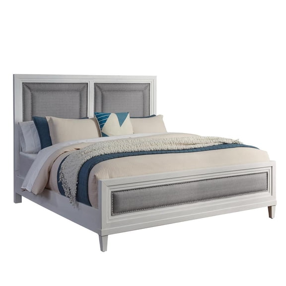 American Woodcrafters Dunescape 63"W Wood Queen Upholstered Bed in White