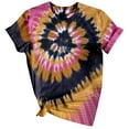 thumbnail image 3 of Women's T Shirts Round Neck Tie Dye Print Short Sleeve Loose Summer Top Tees for Women Brown L, 3 of 4