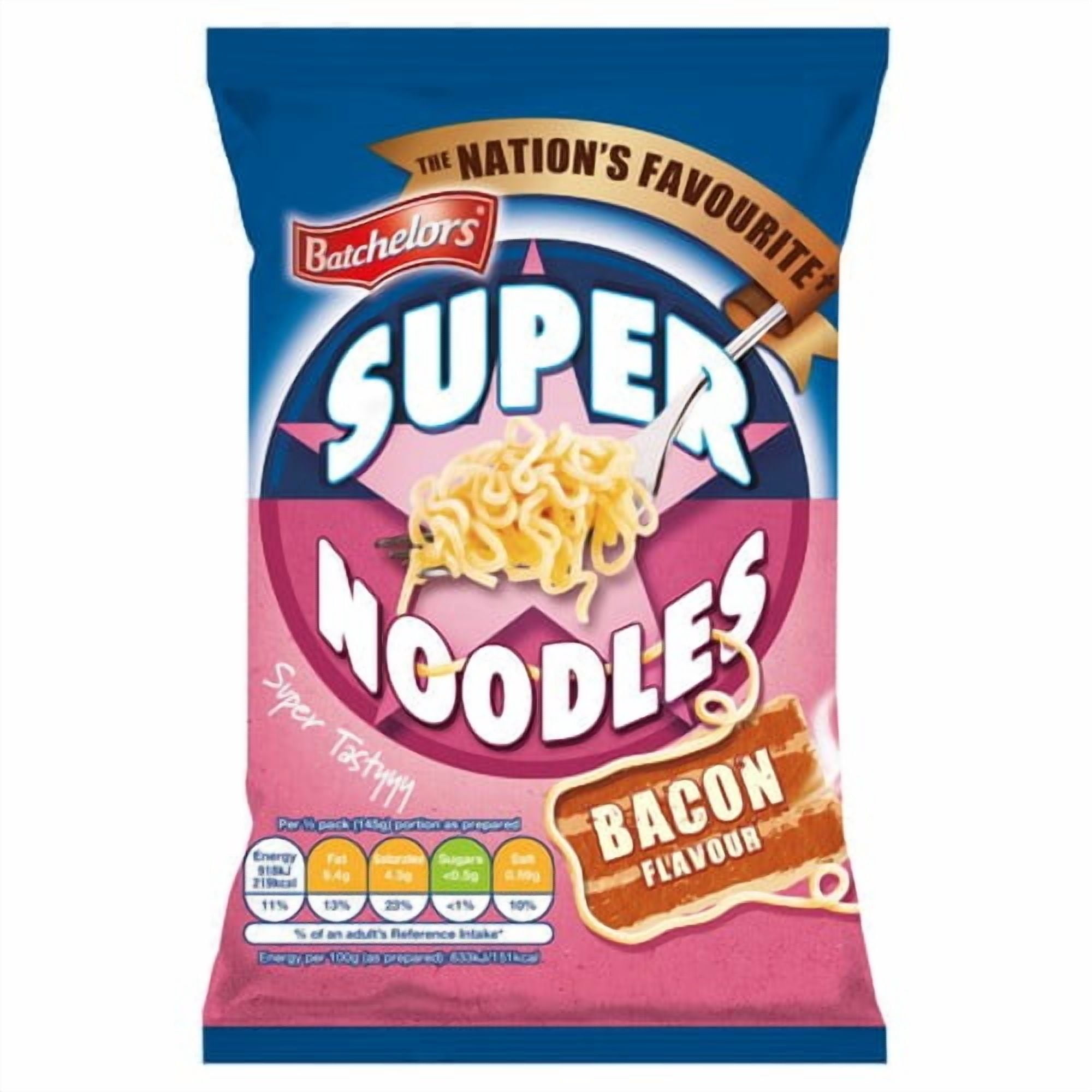 Batchelors Super Noodles Bacon Flavour Instant Noodles 90g, British Import (Pack of 3)