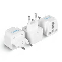 Ceptics European Travel Plug Adapter (Type C), Universal to European EU, Power Charge your Electronics in Italy, Greece, Germany, Outlet Adaptor 3 Pack