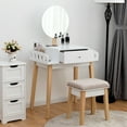 thumbnail image 3 of Costway Wooden Vanity Makeup Dressing Table Stool Set Round Mirror W/1 Drawer, 3 of 10