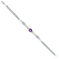 thumbnail image 3 of Gem Stone King 925 Silver and 10K Yellow Gold Purple Amethyst and Lab Grown Diamond Bracelet for Women | 2.22 Cttw | Gemstone February Birthstone | Cushion Checkerboard 6MM | 7 inches | Made in Italy, 3 of 5