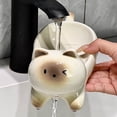 thumbnail image 1 of Organizadores y almacenamiento de armarios, jaboneras de cerámica con forma de gato siamés con desagües, lindas jaboneras para baño, se pueden usar en la ducha, el baño o la cocina, decoración de enci, 1 of 6
