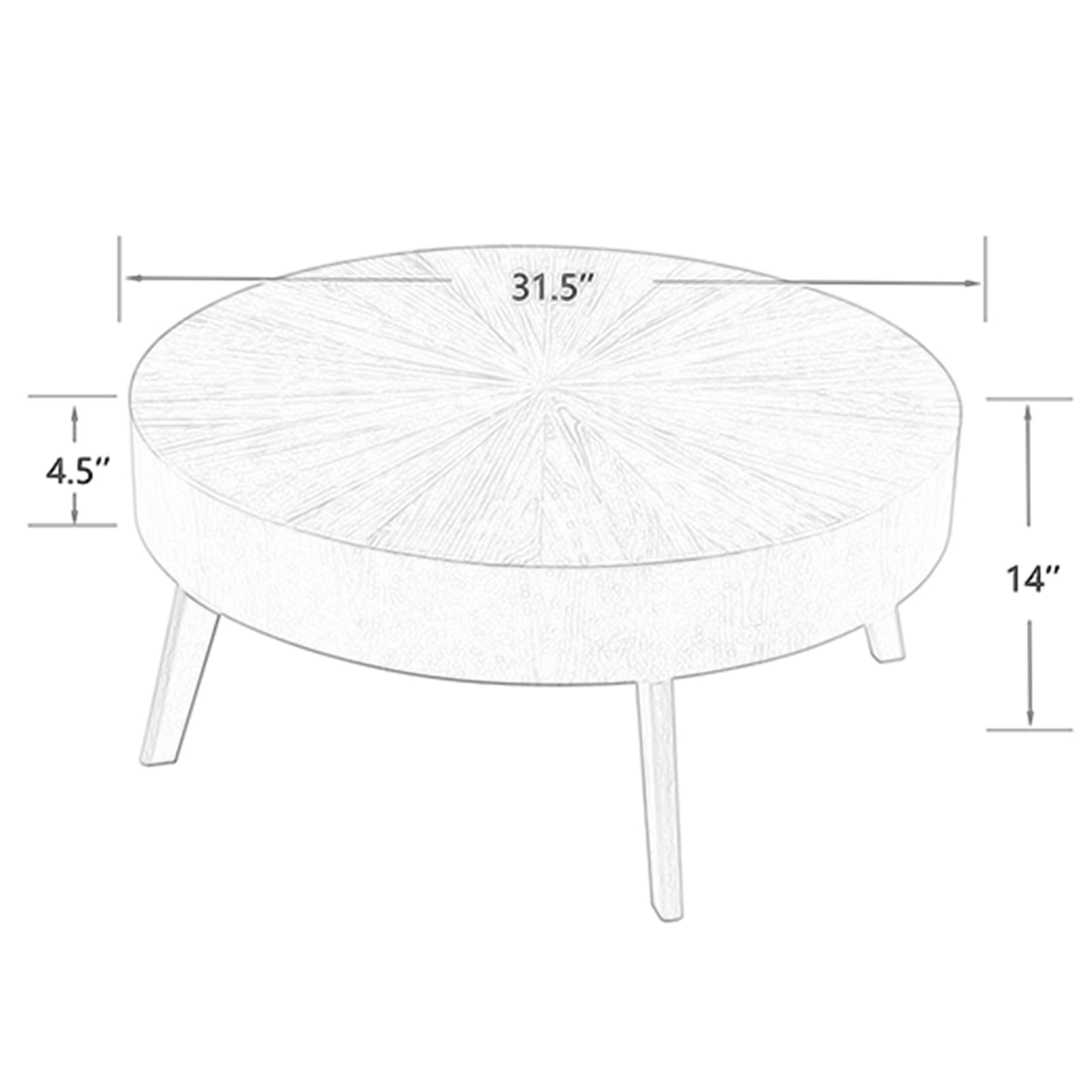 Gexpusm Round Wood Coffee Table for Living Room, Mid Century Modern Farmhouse Round Coffee Table with Solid Wood Legs, Dark Brown