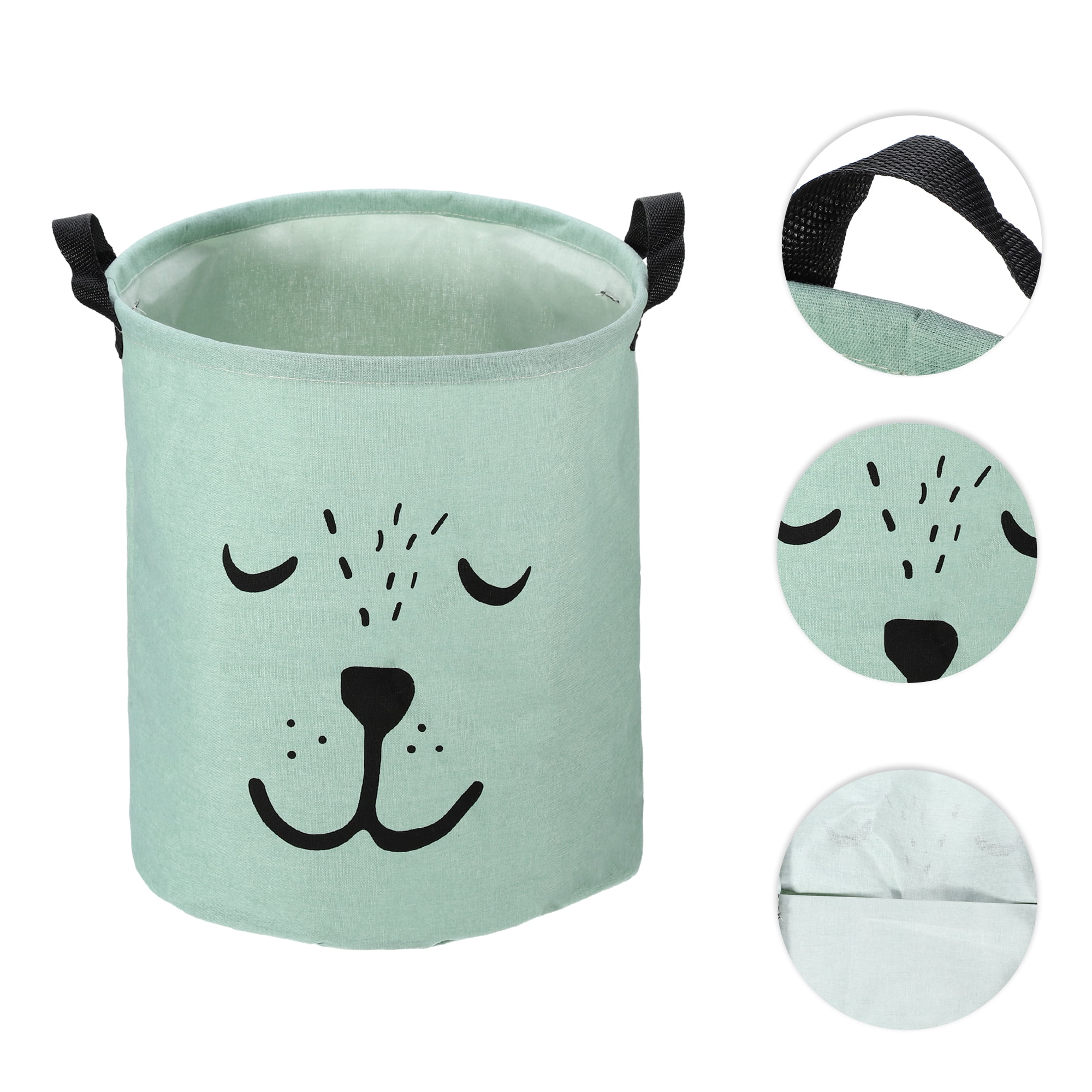 Unique Bargains Foldable Cylindrical Laundry Basket 15.75"x13.78" 40L Green 1 Pc