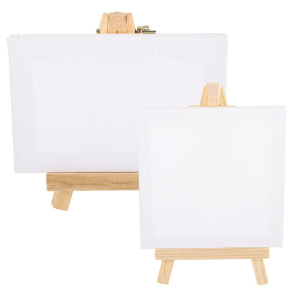 WHAMVOX Crafted DIY Mini Canvases with Multifunction Easel for Painting and Display Beige Wood Small Size