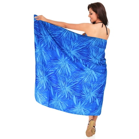 HAPPY BAY Women s Beachwear Summer Wraps Bikini Swim Cover up Bathing Suit Beach Sarong Coverups One Size Floral  Blue