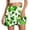 A-Green164, variant on XIAOCHA Womens Clover Print Mini Skort Flared Elastic Waisted Pocket Skort Lightweight Festive Casual Skirts