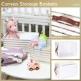 thumbnail image 5 of Hinwo 6-Pack Small Canvas Fabric Storage Baskets Set with Handles, Open Storage Bins, Cube Storage Organizer, Shelf Organizer Bins for Closet, 7.9L, 12 x 8 x 5 Inches, Gold Stripe, 5 of 7
