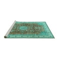 thumbnail image 2 of Ahgly Company Machine Washable Indoor Round Medallion Turquoise Blue Traditional Area Rugs, 5' Round, 2 of 4