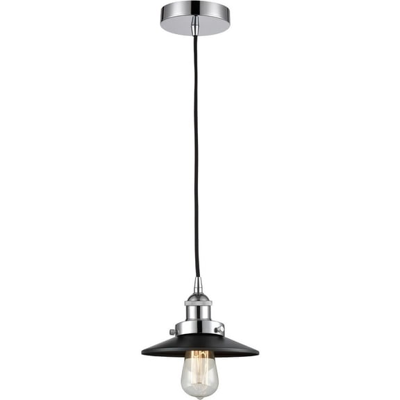 616-1PH-PC-M6-BK-LED-Innovations Lighting-Railroad - 1 Light Mini Pendant In Traditional Style-5.38 Inches Tall and 8 Inches Wide Polished Chrome LED
