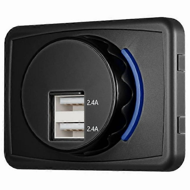 UCC-319 Dual USB Socket Charger 2.4A+2.4A compatible Cars, Boat, Bus USB Car Charger Panel Mount with Sliding Cover (Blue)_Perfect Gift