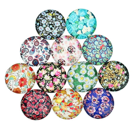 

NUOLUX 1 Bag 20pcs Floral Pattern Gems Glass Sticker Round Floral Dome Cabochons for Pendant Jewelry Making (20mm Colorful)