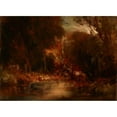 thumbnail image 2 of François-Auguste Ravier 18x14 Gold Ornate Wood Frame and Double Matted Museum Art Print Titled - Forest Landscape, 2 of 4
