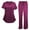 Burgundy, variant on ACTIVE UNIFORMS Stretch Women's Ultra Soft Modern Fit Mock Wrap Scrub Set (Burgundy, XX-Large)
