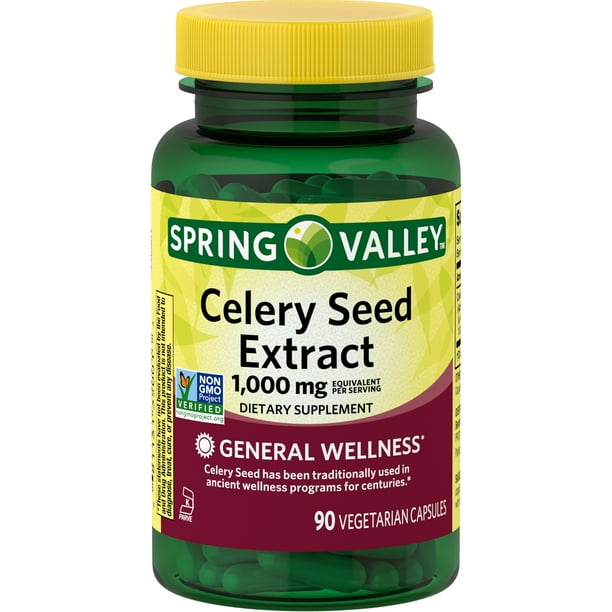 Spring Valley Celery Seed Extract, Vegetarian Capsules, 1,000 mg, 90
