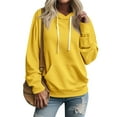 thumbnail image 2 of Hoodies for Women Sweaters for Women Women's Autumn and Winter Solid Color Pullover Hooded Drawstring Sweatshirt Long Sleeve Fashion Sweatshirt Womens Tops Yellow S, 2 of 6