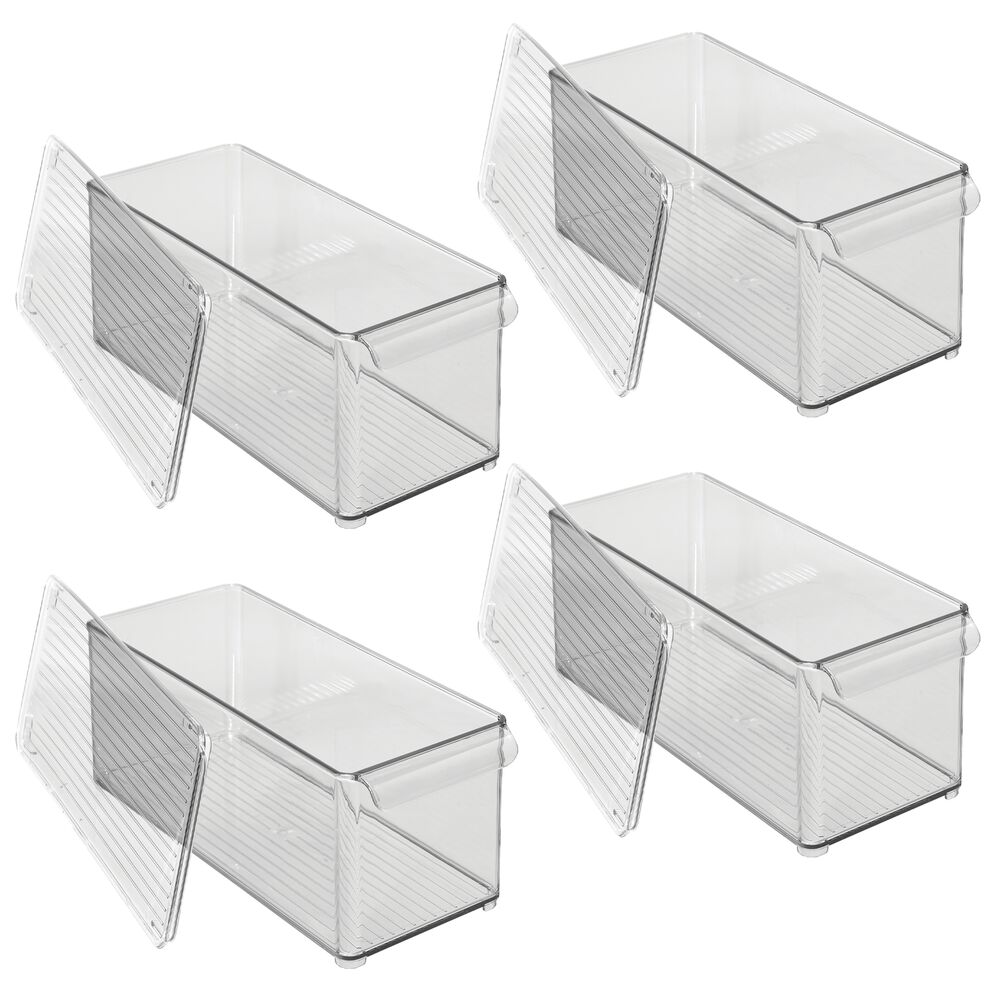 安心発送】 mDesign Plastic Stackable Kitchen Pantry Cabinet, Food Storage Bin  Box with Handles, Lid - Organizer for Packets, Jars, Snacks, Pasta 4 Pack  Clear Smoke newschoolhistories.org