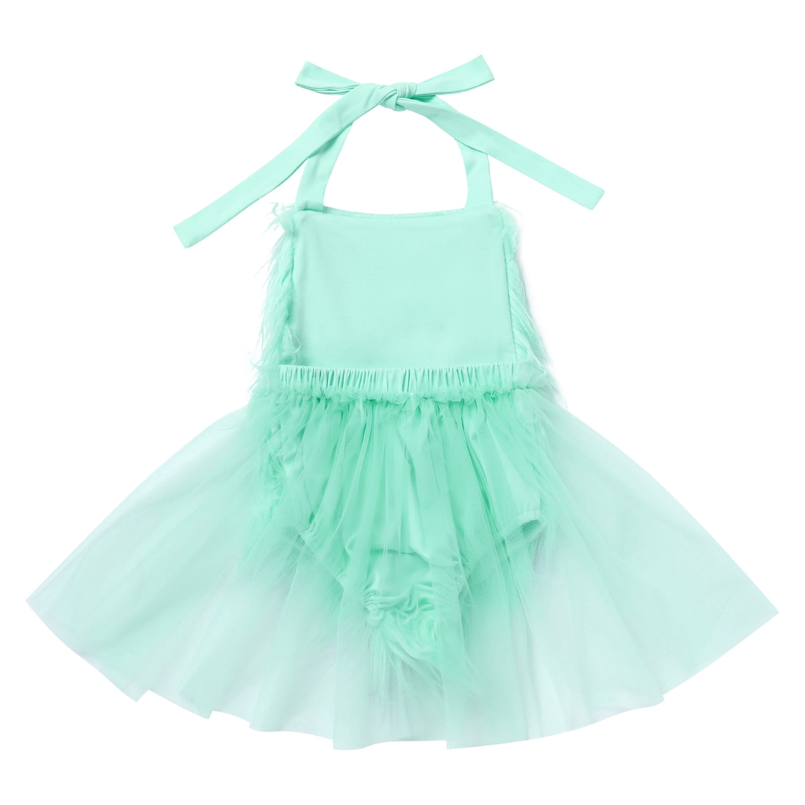 FYMNSI Baby Girl Christmas Outfit Toddler Green Faux Fur Romper Tutu Dress with Leg Warmers Xmas Dress Up Clothes