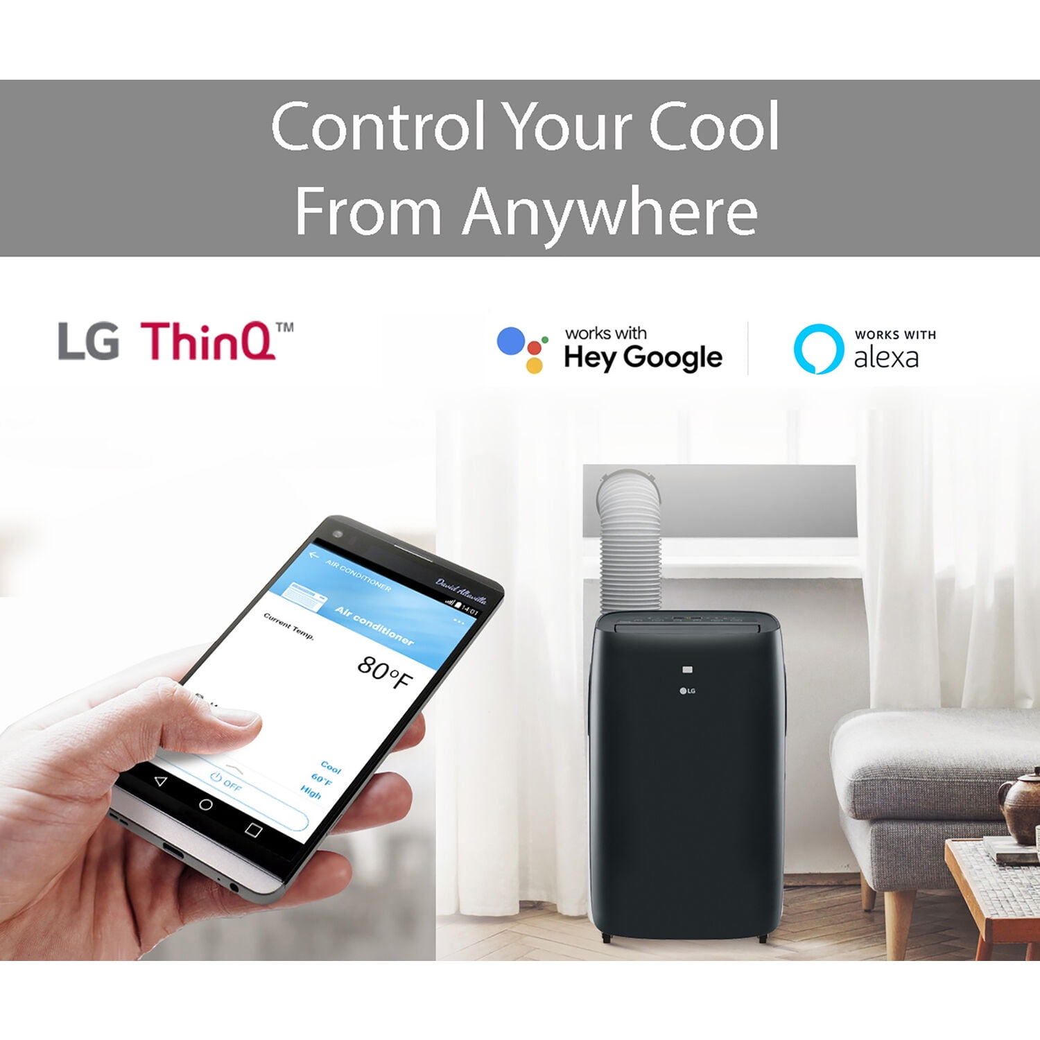 LG Electronics 8,000 BTU (12000 BTU ASHRAE) 350 Sq ft New Portable Air  Conditioner, LP0821GSSM