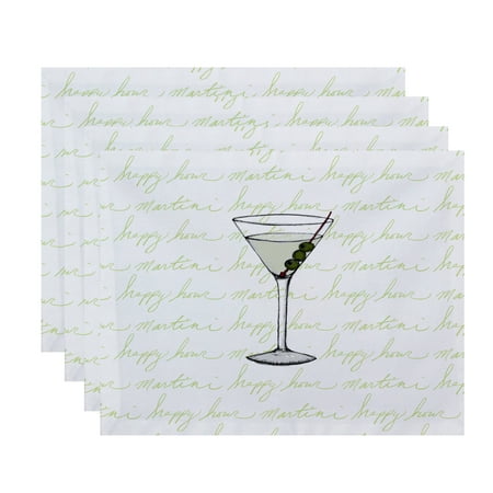

Simply Daisy 18 x 14 Inch Martini Glass Text Fade Geometric Print Placemat (set of 4) Light Green