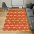 thumbnail image 2 of Sea Animals Turkish Area Rug, Sharks Swimming Horizontal Silhouettes Powerful Dangerous Wild Life, Soft Carpet for Living Room Decor, 4' X 5.7', Red and Pale Orange, by Ambesonne, 2 of 4