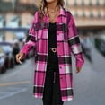 thumbnail image 3 of Womens Plaid Long Pea Coat Wool Blend Button Down Lapel Jacket Casual Lightweight Loose Warm Winter Overcoat with Pockets, 3 of 5