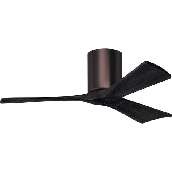 Matthews IR3H-BB-BK-42 Irene Indoor/Outdoor Damp Location 42" Hugger Ceiling Fan with Remote & Wall Control, 3 Wood Blades, Brushed Bronze