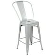 thumbnail image 1 of 24'' High Silver Metal Indoor-Outdoor Counter Height Stool with Back, 1 of 9