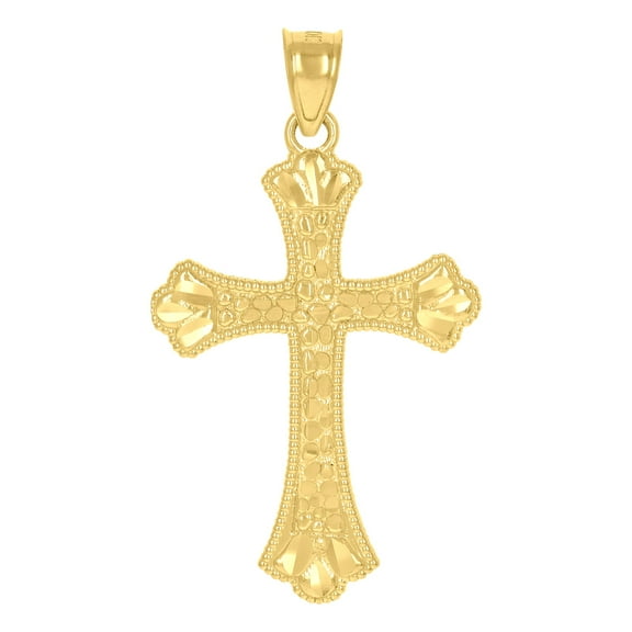 10k Yellow Gold Mens Cross Religious Charm Pendant Pendant Necklace for Men