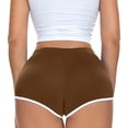 thumbnail image 5 of Bmisegm Womens Athletic Shorts Color Block Fashion Running Stretch Tight Yoga Sports Running Shorts for Women Brown M, 5 of 5